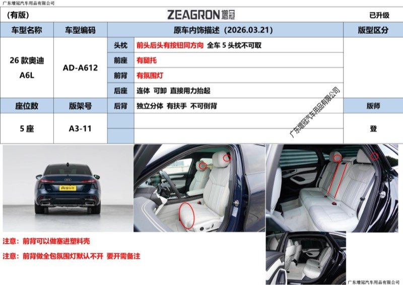 奥迪 A6L AD-A612 版型图