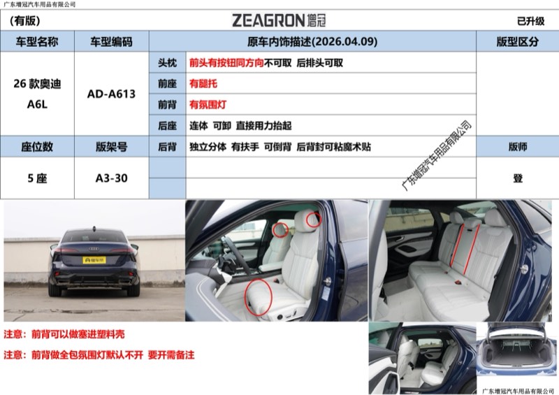 奥迪 A6L AD-A613 版型图