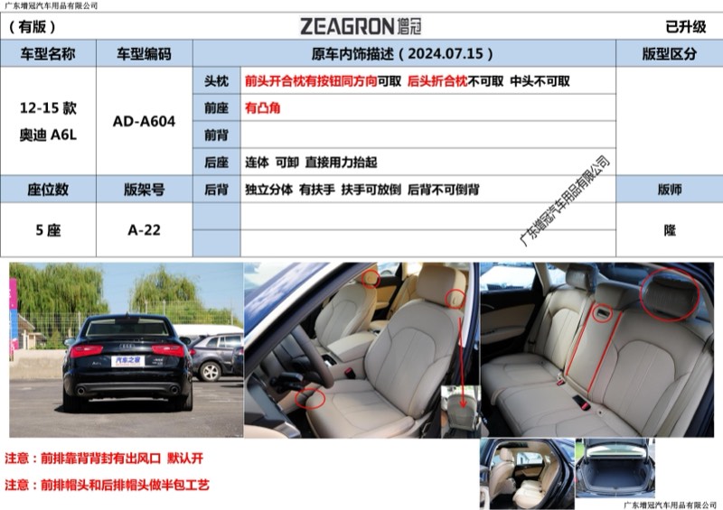 奥迪 A6L AD-A604 版型图