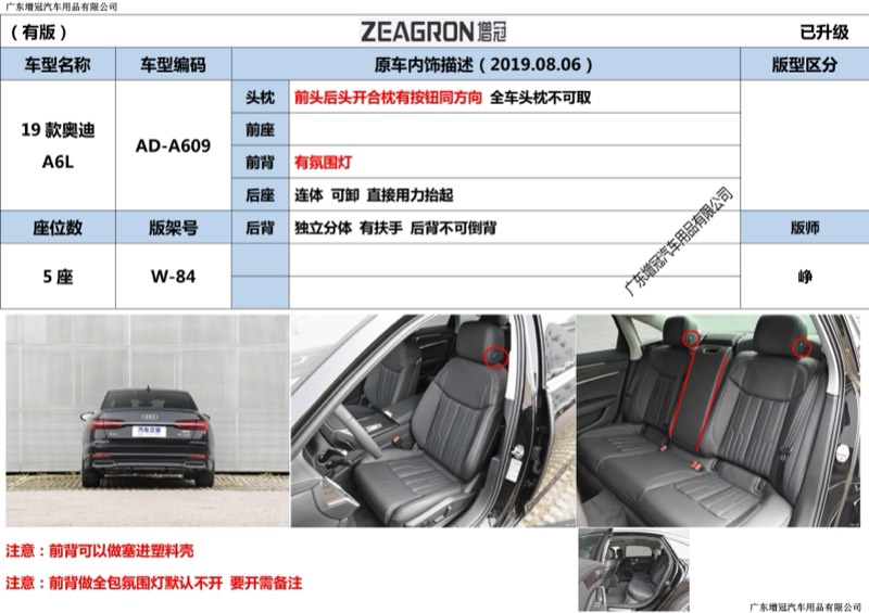 奥迪 A6L AD-A609 版型图